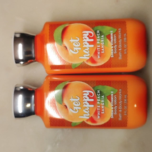 NEW! Set Of 2 Bath And Body Works "Get Happy" White Peach Sangria Body Lotion - Picture 7 of 7